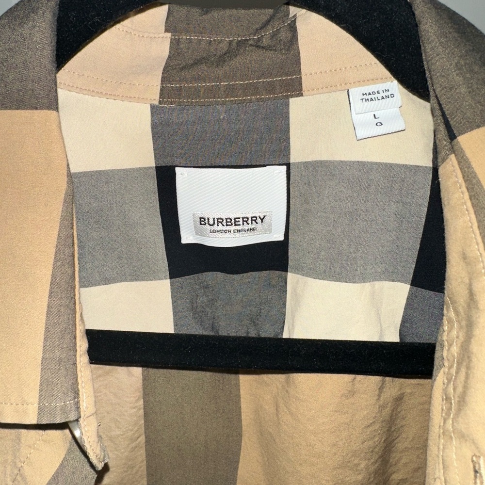 Burberry Men's Tan and Black Plaid Shirt - Picture 2 of 3